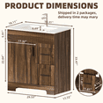 thumbnail image 3 of Erinnyees 30" Wooden Freestanding Bathroom Vanity with Ceramic Sink, Walnut Cabinet Featuring a Door & 2 Spacious Drawers, 3 of 10
