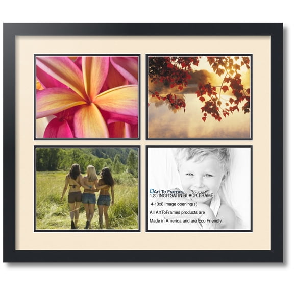 ArtToFrames Collage Photo Picture Frame with 4 - 8x10 Openings, Framed in Black with Alabaster and Black Mats (CDM-3926-3)