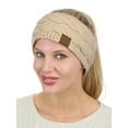 thumbnail image 4 of C.C Soft Stretch Winter Warm Cable Knit Fuzzy Lined Ear Warmer Headband, Dark Beige, 4 of 4