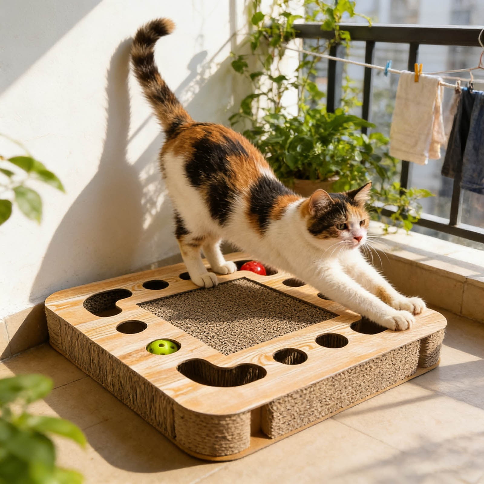 Interactive Cat Scratching Pad With Puzzle Design For Indoor Feline Enrichment And Stress Toy Play Board