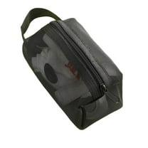 Hiroekza Versatile Clear Mesh Zipper Pouch Handled - Large Capacity Storage Bag for Makeup, Keys, Pencil, Black