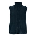 thumbnail image 4 of Women's Sleeveless Faux Fur Vest, Stand Collar Patchwork Jacket, Lightweight Fleece Vest with 3 Pockets, Casual Commute Vest, Button Front Vest Navy M, 4 of 5