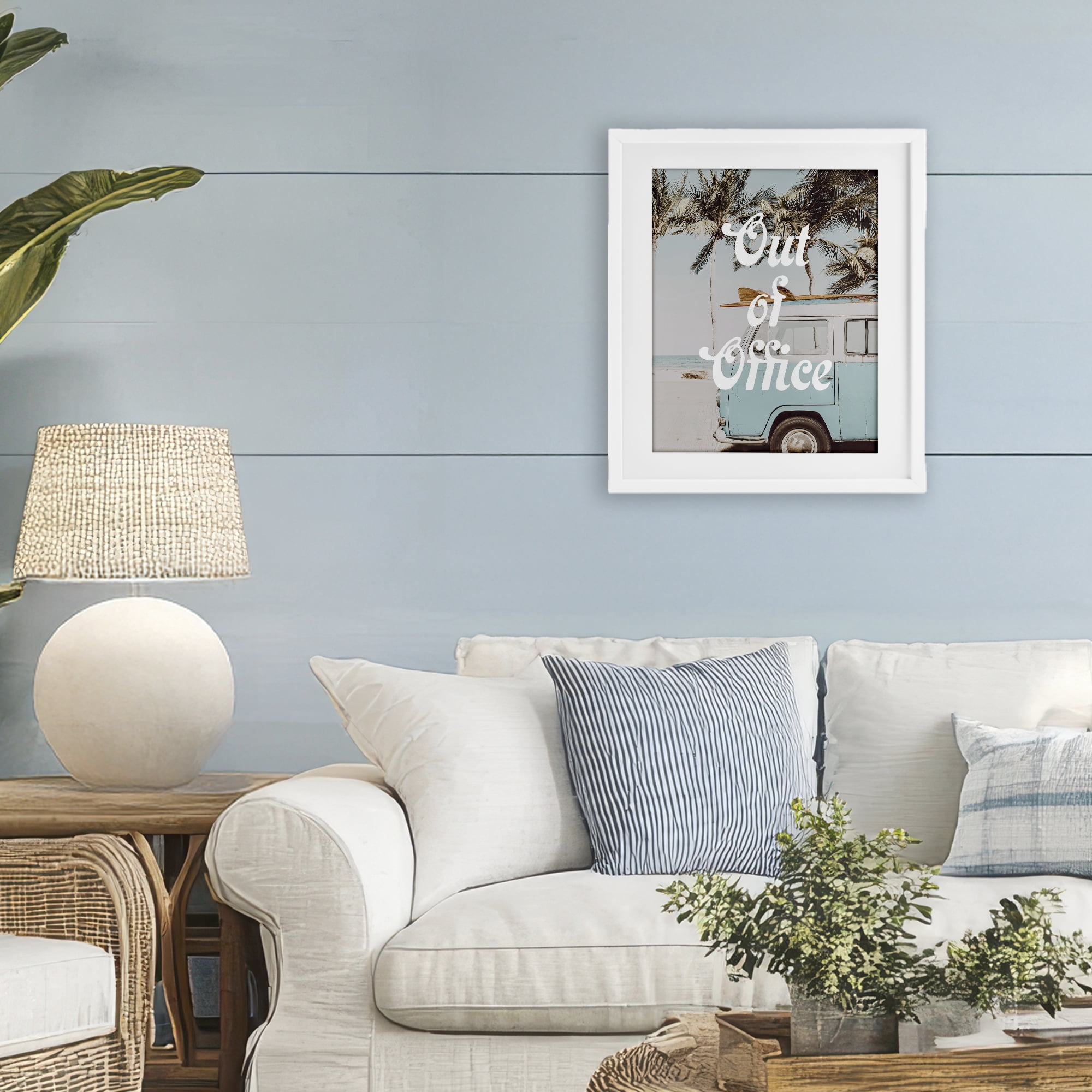 Stupell Industries Retro Out Of Office Beach White Framed Print Under Glass, design by Lil' Rue