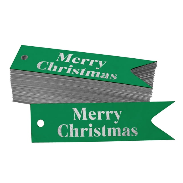 Inkdotpot Real Silver Foil Merry Christmas Tags Favor Hang Paper Tags 50 Pieces