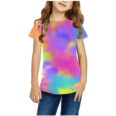 Piuwrlz Summer Clearance Short Tops Sleeve Shirts for Boys Girls Printed Lace Round Neck T Shirt Top Kids Multicolor Size 3-4 Years