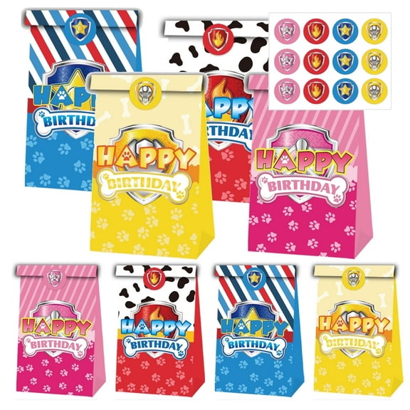24 PCS Birthday Party Gift Bags Dog Party Bags Paw Patrol Gift Bags Dog Theme Favor Bags Paw Goodie Bags