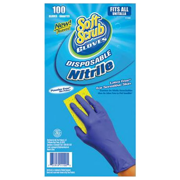 11100-16 Disposable Nitrile Gloves, Latex & Powder Free, Blue, One Size, 100-Ct. - Quantity 6