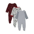 Wonder Nation Newborn Baby Boy Sleep and Play Pajamas, 3 Pack (Pre6/9M