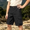 thumbnail image 4 of Gunia Little Boys School Uniform Shorts Twill Casual Cargo Shorts Comfortable Stretch Everyday Trousers For School Play Wear Soft Preppy Bottoms Black 5-6 Years, 4 of 4