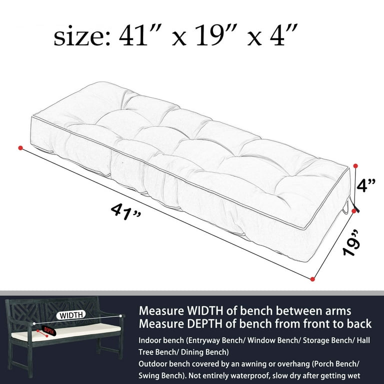 Maphissus Outdoor Bench Cushion, 41 x 19 in Weather-Resistant