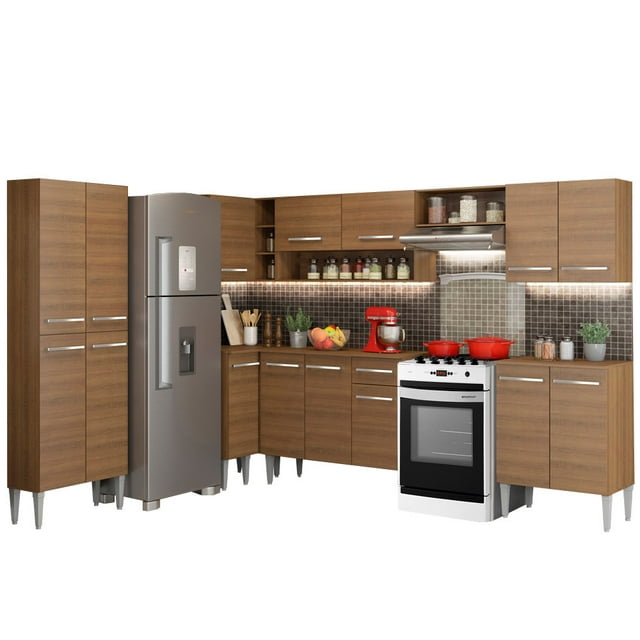 Cocina Integral Completa Esquinera 481cm Emilly Moon Madesa 01 - Marrón Madesa GCEM481001