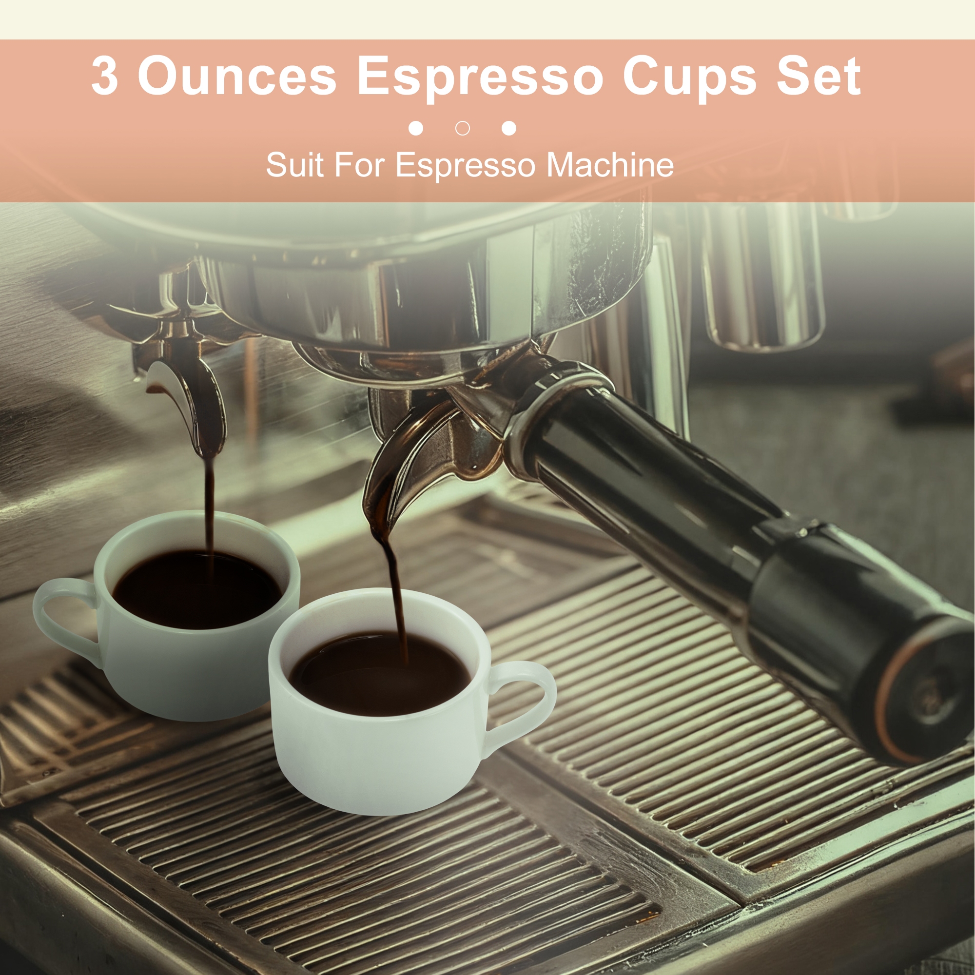 Unique Bargains 3 Ounce Espresso Cups Set of 4 Stackable Demitasse Mugs Includes Display Stand Cups Saucers and Spoons for Machines & Home Use White Silver Tone