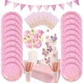 thumbnail image 2 of Papel determinado del vajilla disponible de las decoraciones rosadas del cumpleaños, 2 of 4