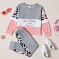 thumbnail image 1 of PatPat Kid Girls Pullover Printed Colorblock Sweatshirt and Joggers Set 2 Piece Sizes 4-12, 1 of 7
