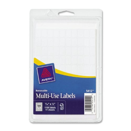 Avery Removable Rectangular Labels, 0.31 x 0.5 Inches, White, Pack of 1100 (5412) - Walmart.com ...