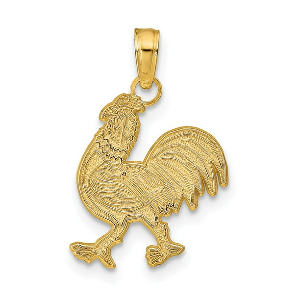 Million Charms 14k Yellow Gold Rooster Pendant Com - Gold Rooster Pendant