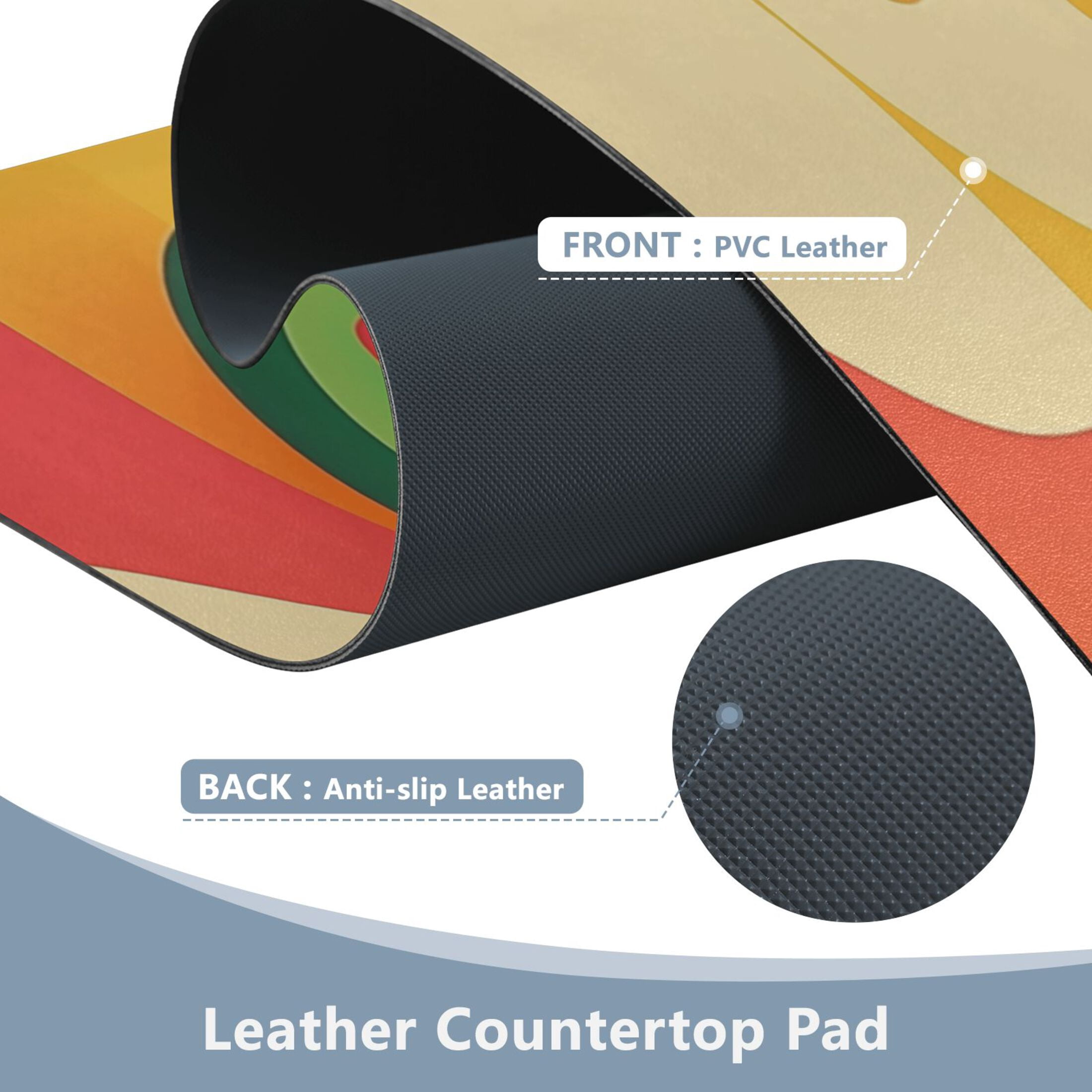 Leather Keyboard and Mouse Desk Mat Office Desk Accessories Protective Office Desk Decor Desk Pad Mat for Gaming, Work from Home, Office Nature-themed Summer 16.5" x 35.4"