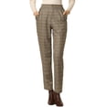 thumbnail image 1 of Pantalones A Cuadros De Tartán Vintage Para Mujer Pantalones Largos Rectos De Cintura Elástica Camello L, 1 of 6