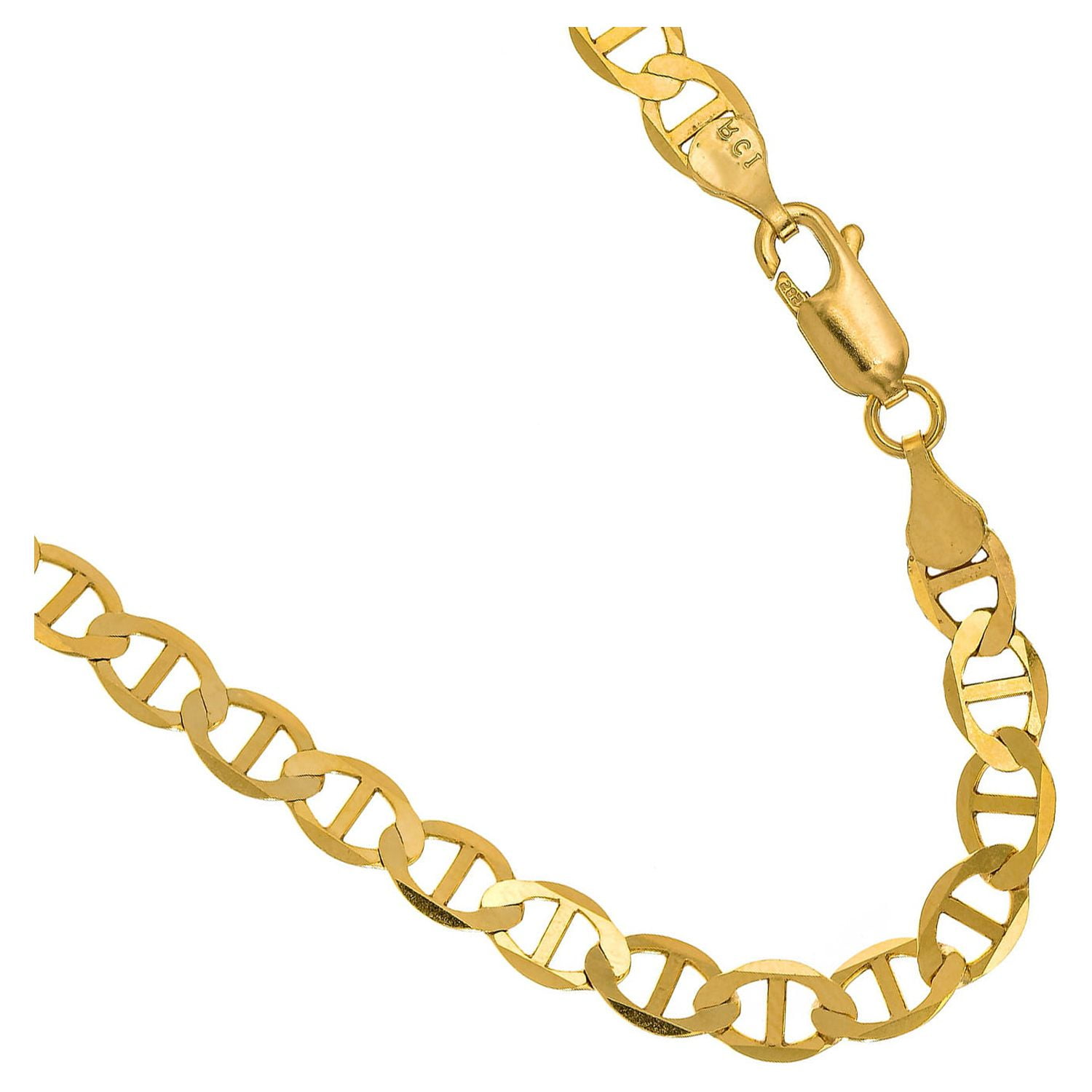 JewelStop 10k Solid Yellow Gold 4.5mm Mariner Chain Necklace, Lobster Claw  24"  (图4)