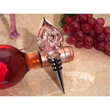 - Murano teardrop design mauve and gold bottle stopper