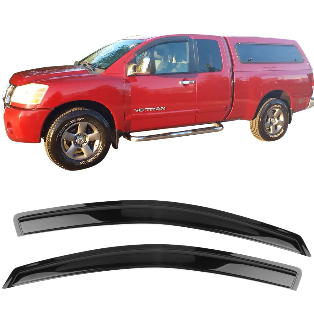For 2004-2015 Nissan Titan King Cab Tape On Black Window Vent Visor With 3M Tape