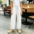 thumbnail image 5 of Qingpeng Girls Wide Leg Pants High Waist Drawstring Striped Cuffs Lightweight Wrinkled School Outdoor Casual Spring Summer Long Pants for Kids, 5 of 7