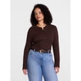 thumbnail image 2 of Scenario Women's and Women's Plus Rib Henley with Long Sleeves, Sizes XS-4X, 2 of 6