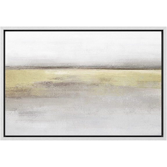 wall26 Framed Canvas Print Wall Art Yellow and Brown Pastel Landscape Abstract Shapes Illustrations Modern Minimalist Relax/Calm Cool for Living Room, Bedroom, Office - 24"x36" White