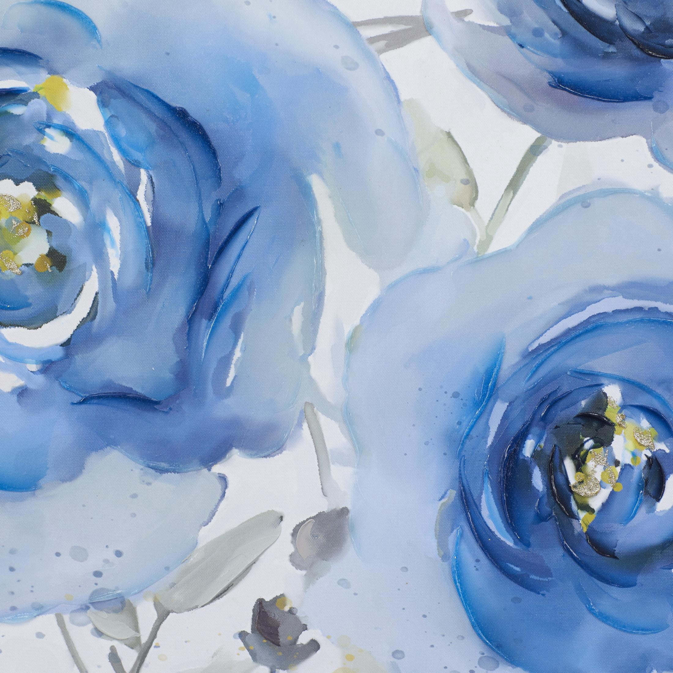 32" x 32" Floral Framed Wall Art with Silver Frame, by DecMode