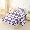 thumbnail image 2 of Homewish Spooky Skull Grid Twin Sheets,Halloween Bedding,Purple White,3-Piece,1 Fitted Sheet and 1 Pillowcase, 2 of 6