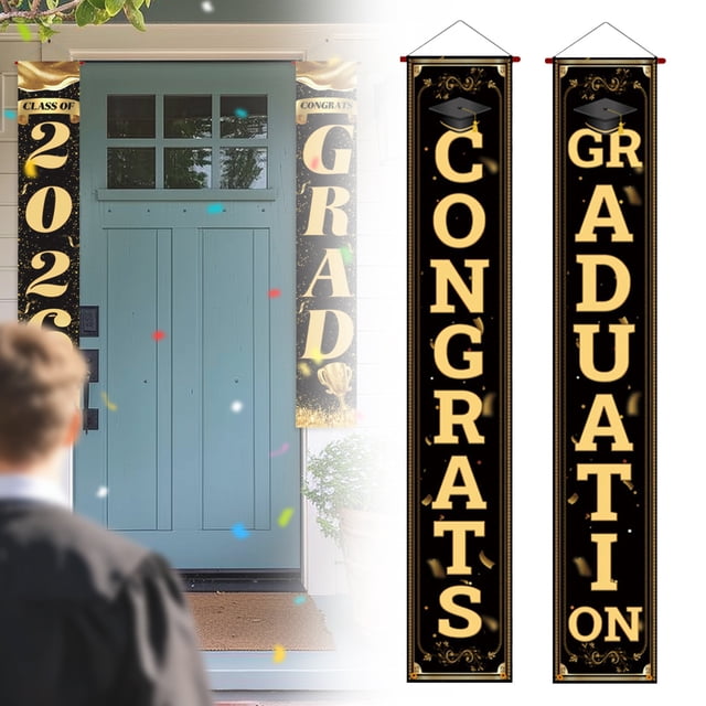 Celebration Decorations Party Essentials Celebration Supplies Party Decor Graduation Decorations 2026 Graduation Banner Class of 2026 Grad Hanging Porch Banner Door Sign for Grad Home Door Wall Decor