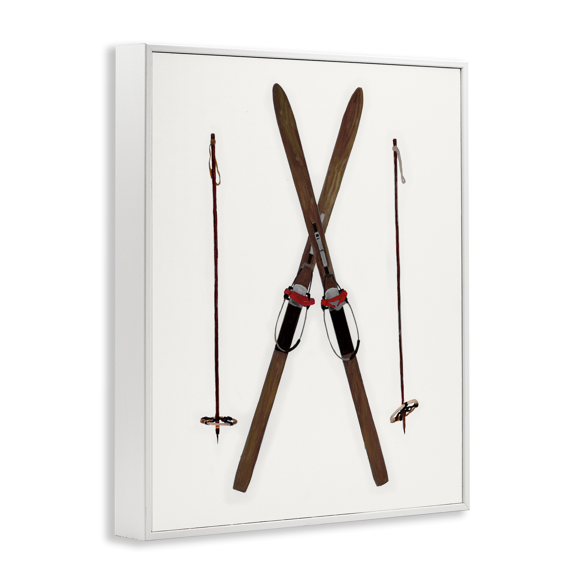 Stupell Industries Minimal Winter Skis Sports Painting White Framed Art Prints Wall Art, 16 x 20