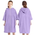 thumbnail image 4 of Girls Swim Cover Up Hooded with Zipper Casual Loose Fit Soft Zip Up Beach Bathing Suit Wraps Coverup for Kids Toddler Swim Party Wear, 4 of 6