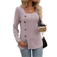 thumbnail image 2 of SHIBEVER Long Sleeve Shirts for Women Sweaters Square Neck Lightweight Fall Winter Sweaters for Women Shirts Casual Knit Ribbed Blouse Trendy Button Tunic Tops, 2 of 5
