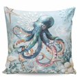 thumbnail image 2 of Coastal Octopus Throw Pillow Covers, Soft Pillowcases with Invisible Zipper, Summer Beach Vintage Ocean Coral Decorative Square Pillow Cushion Covers for Living Room Couch Sofa Bed 26x26 Inches, 2 of 8