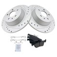thumbnail image 2 of Geelife Rear Performance Zinc Coated Drilled Slotted Rotors & Ceramic Pad Kit, 2 of 7