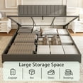 thumbnail image 3 of VanAcc King Size Lift up Storage Bed, Linen Upholstered Platform Bed with Vertical Channel Tufted Headboard and Wingback, Wood Slats Support,Dark Grey, 3 of 7
