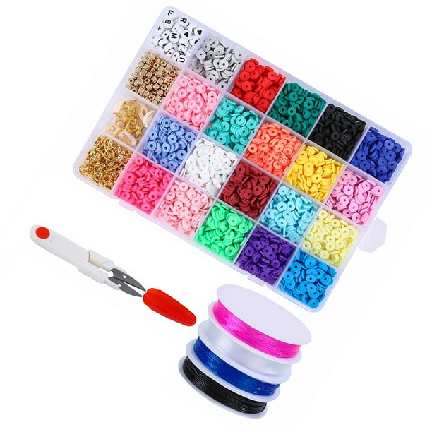 Inteprter Cuentas planas de arcilla atractivas cuentas espaciadoras hechas a mano Kits de artesanía de aretes ligeros gargantilla de cerámica Artesanía Tipo 4 Inteprter HA065919-04