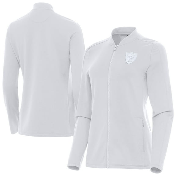 Women's Antigua  White Las Vegas Raiders Continual Full-Zip Jacket