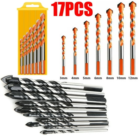 

Masonry Drill Bits 17pcs Concrete Drill Bits for Tile Brick Plastic and Wood Tungsten Carbide Tip Ideal for Wall Mirror and Ceramic Tile.