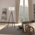 thumbnail image 6 of Evelyn&Zoe Kahn Two-Tone Floor Lamp with Fabric Shade, Blackened Bronze/Antique Brass/White, 6 of 10
