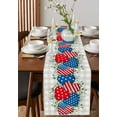 thumbnail image 4 of Table Runner Dresser Scarves 120 Inch Long,Independence Day Blue Red Patriotic Flag Linen Dining Table Runners Star Stripe Leaves on Lattice Tabletop Scarf for Wedding Holiday Party Kitchen, 4 of 9