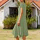 thumbnail image 5 of Mujeres Manga Corta Tops Estilo Casual Cuello Redondo Sólido Irregular Doblado Vestido, Vestido de Manga Corta para las Mujeres Falda Primavera Verano Diario, 5 of 6