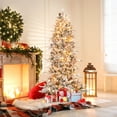 thumbnail image 1 of Gymax 6 FT Pre-Lit Artificial Christmas Tree Snow-Flocked Hinged Xmas Tree, 1 of 10