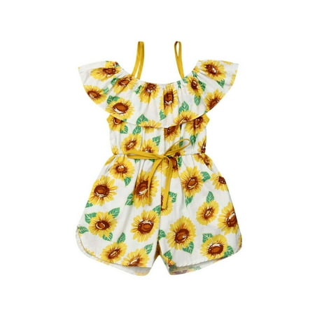 

wsevypo Toddler Baby Girl Clothes Sling Sunflower Romper Jumpsuit