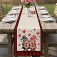 thumbnail image 5 of Valentine's Day Cotton Linen Table Runner for Dining Kitchen, Love Gnomes Bow Red and Black Plaid Beige Wedding Outdoor Party Tablerunners, Dresser Scarf Coffee Tablecloth Runners 13x48 Inches, 5 of 8
