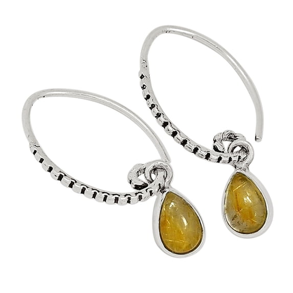Natural Golden Rutile - Brazil 925 Sterling Silver Earring Jewelry ALLE-10325