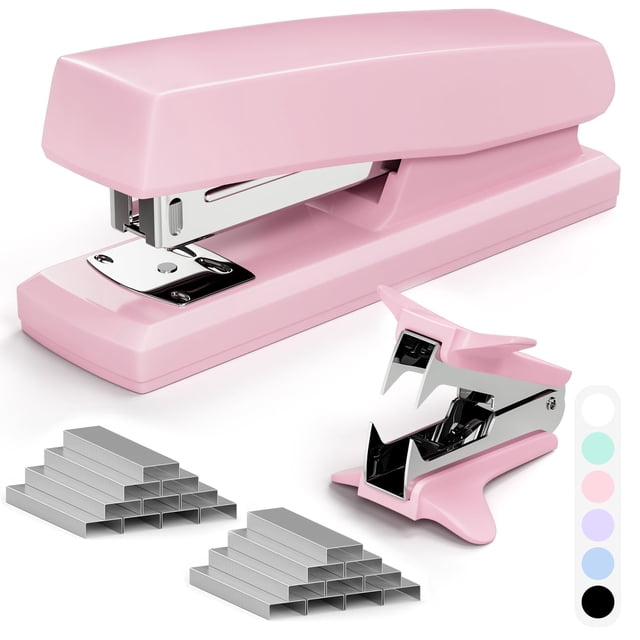 Juego de engrapadora UPSIME rosa con capacidad de 25 hojas y 2000 grapas