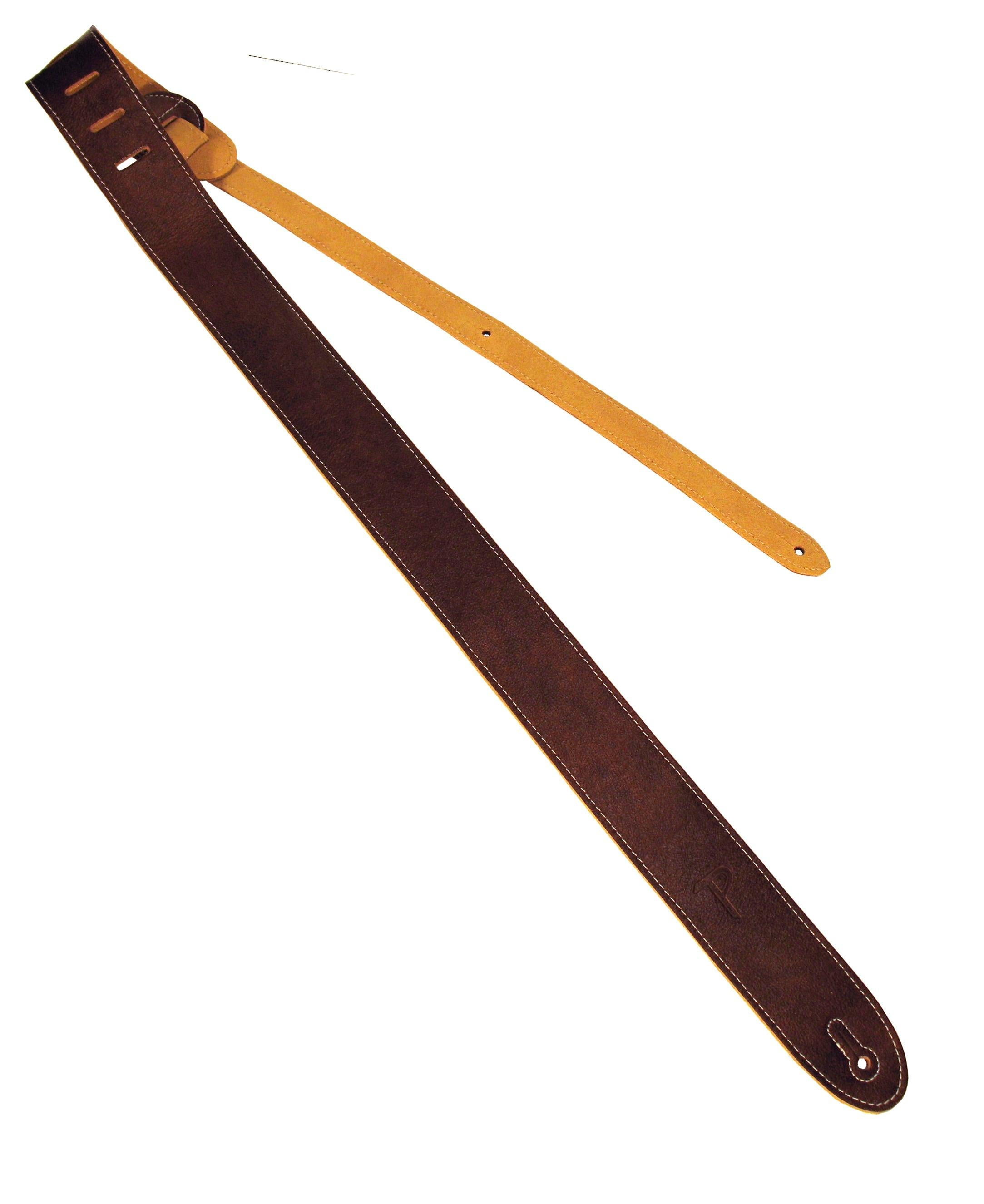 Perri's Leathers 2" Deluxe Soft Italian Garment Leather Guitar Strap with Super Soft Suede Backing, Chestnut