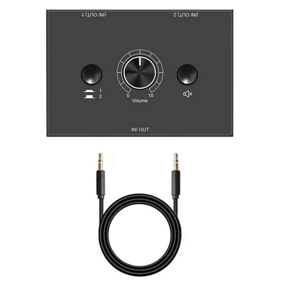 JIAHAOO Headphone Audio Switch 3.5mm AB Selector Mute Button Compact Easy Use Plug & Play 3 Segment